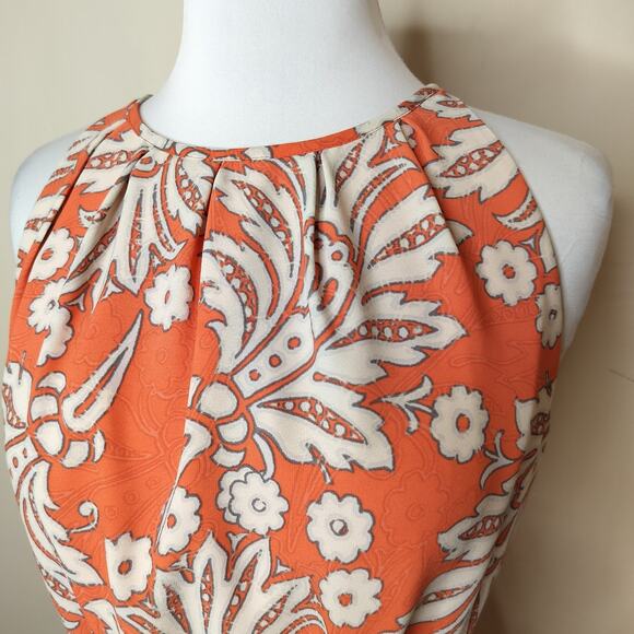 LOFT Floral Dress Tie Waist Lace Hem Sleeveless - Picture 4 of 10